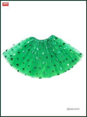 St. Patrick's Day Running Tutu Skirt Teens Shamrock Tulle Skirt